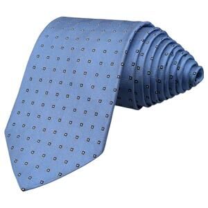 Brooks Brothers 346 Tie 57"‎ Blue Silk Woven Geometric Jacquard Squares USA